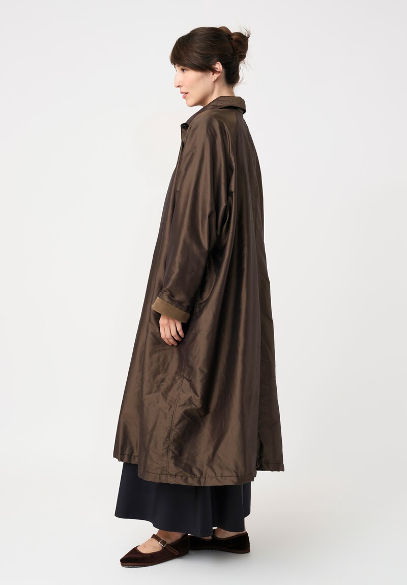 Christian Peau Metallic Silk Oversized Stand Collar Coat