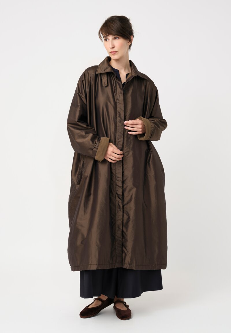 Christian Peau Metallic Silk Oversized Stand Collar Coat