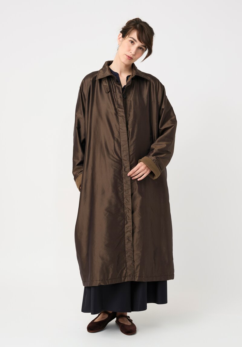 Christian Peau Metallic Silk Oversized Stand Collar Coat