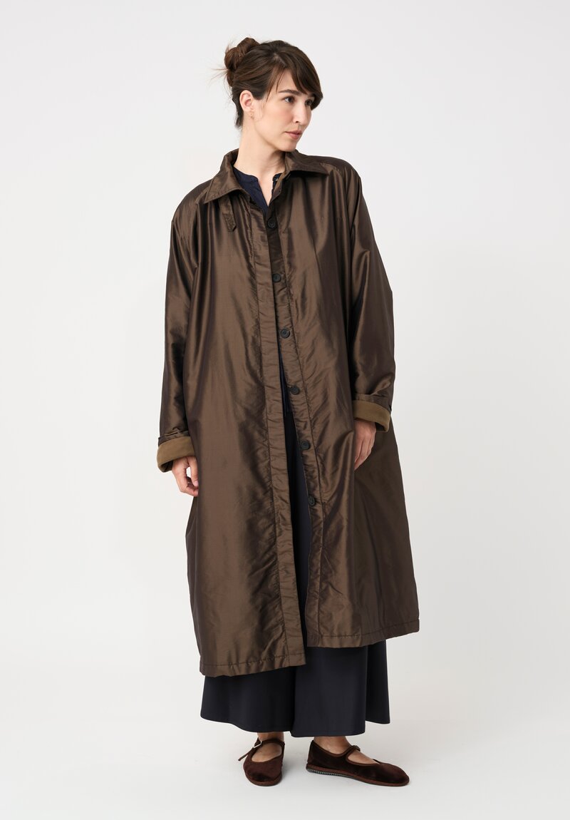 Christian Peau Metallic Silk Oversized Stand Collar Coat