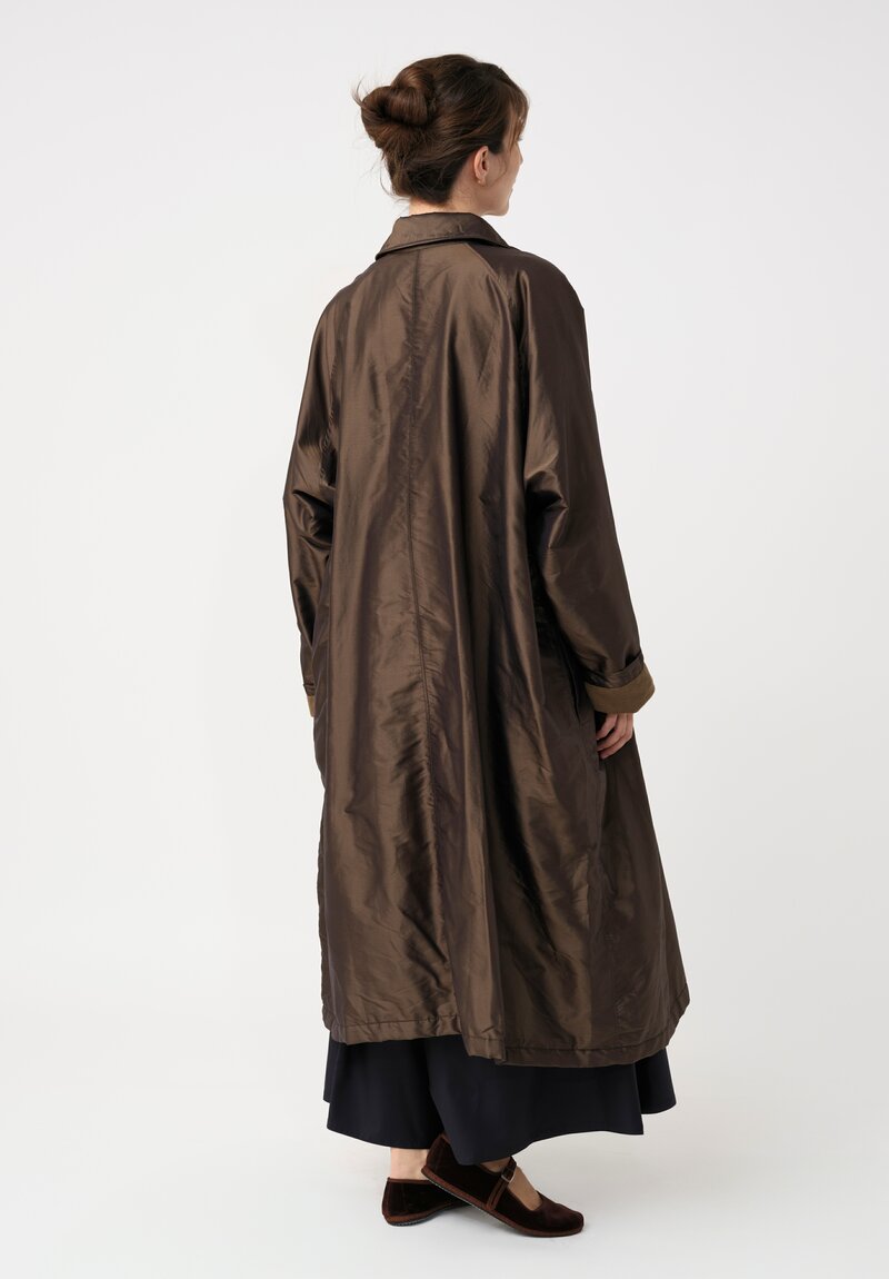 Christian Peau Metallic Silk Oversized Stand Collar Coat