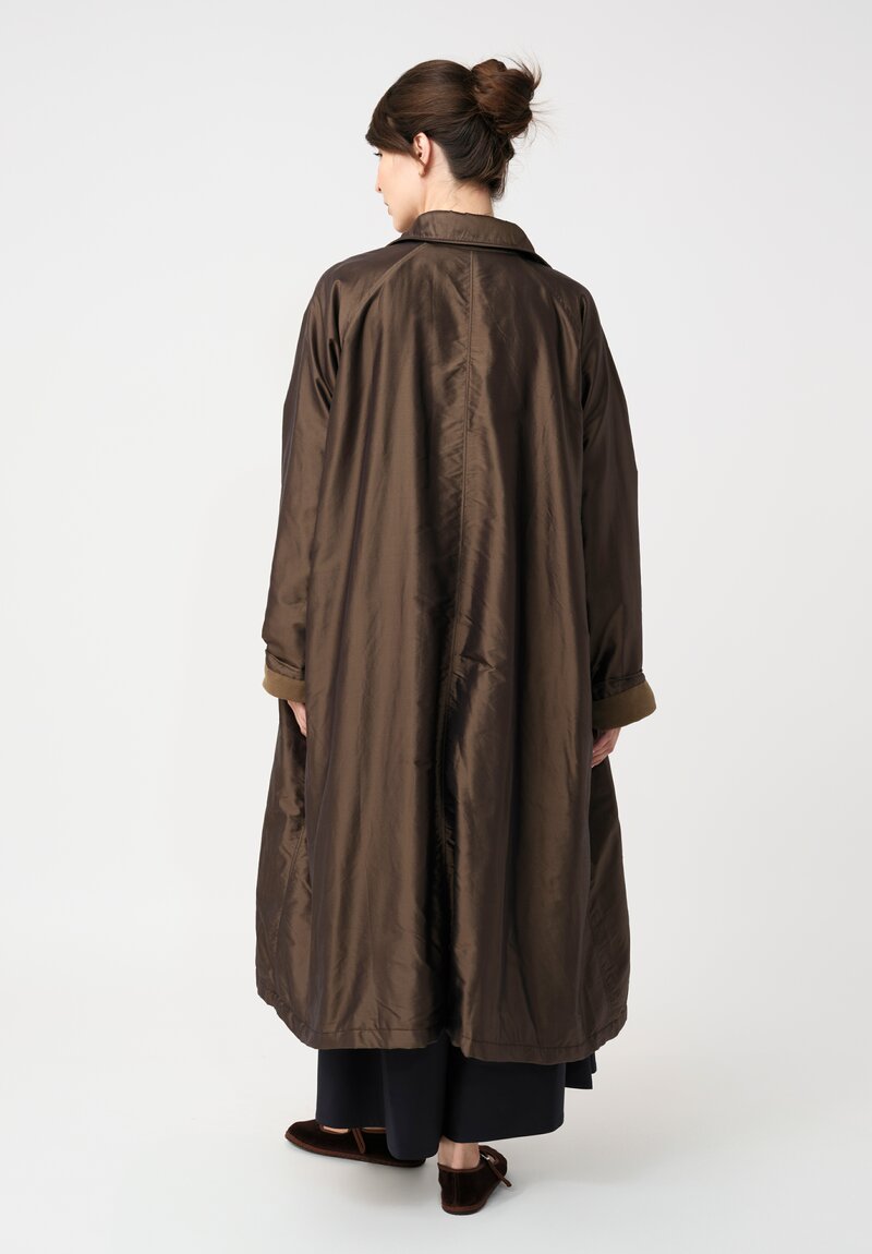 Christian Peau Metallic Silk Oversized Stand Collar Coat