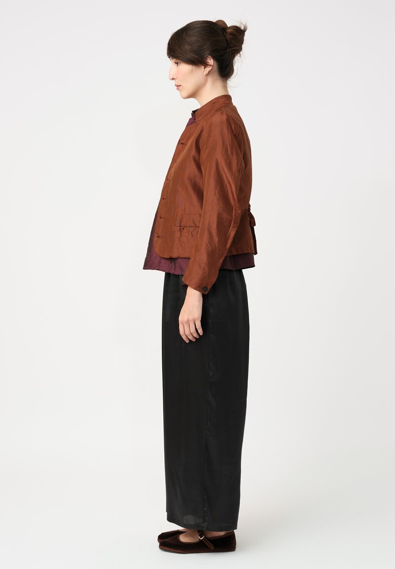 Christian Peau Silk Curved Sleeve Jacket in Terracotta Brown