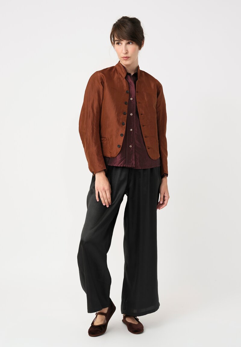Christian Peau Silk Curved Sleeve Jacket in Terracotta Brown