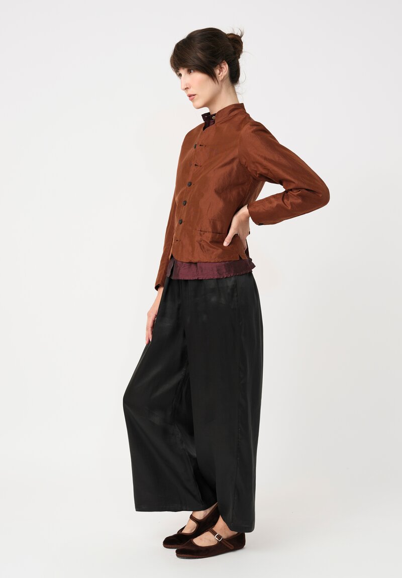 Christian Peau Silk Curved Sleeve Jacket in Terracotta Brown