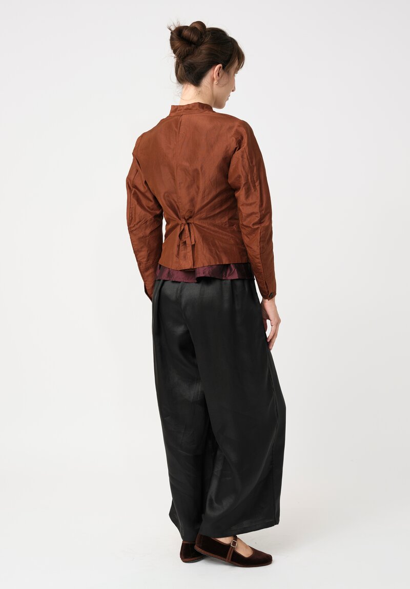 Christian Peau Silk Curved Sleeve Jacket in Terracotta Brown