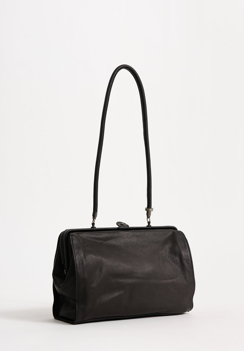 Christian Peau Soft Leather Medium Frame Hand Bag in Black