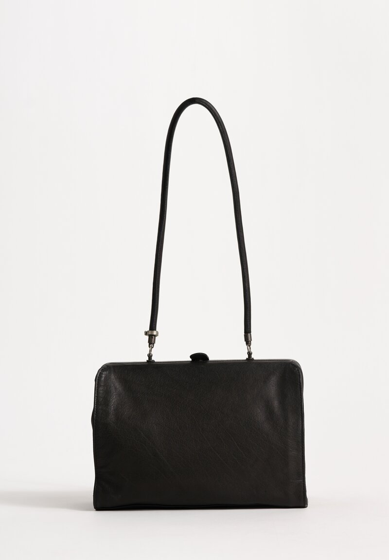 Christian Peau Soft Leather Medium Frame Hand Bag in Black