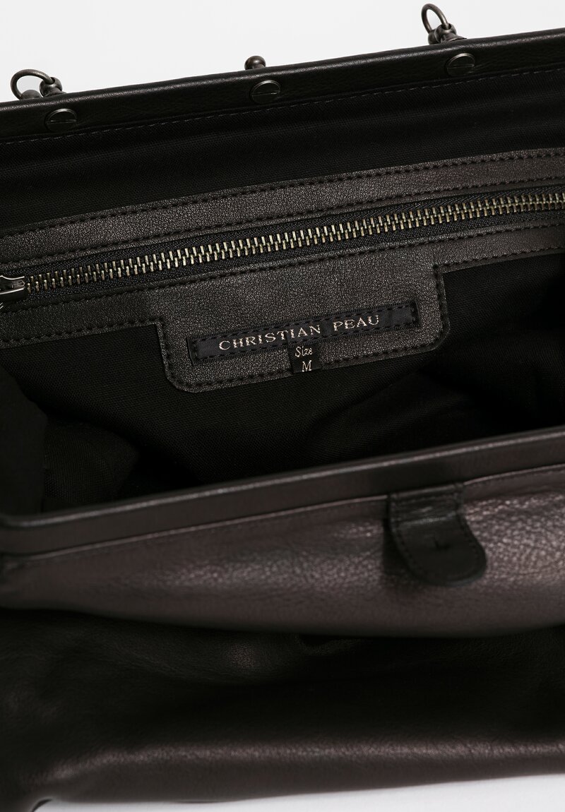 Christian Peau Medium Leather Frame Bag Black