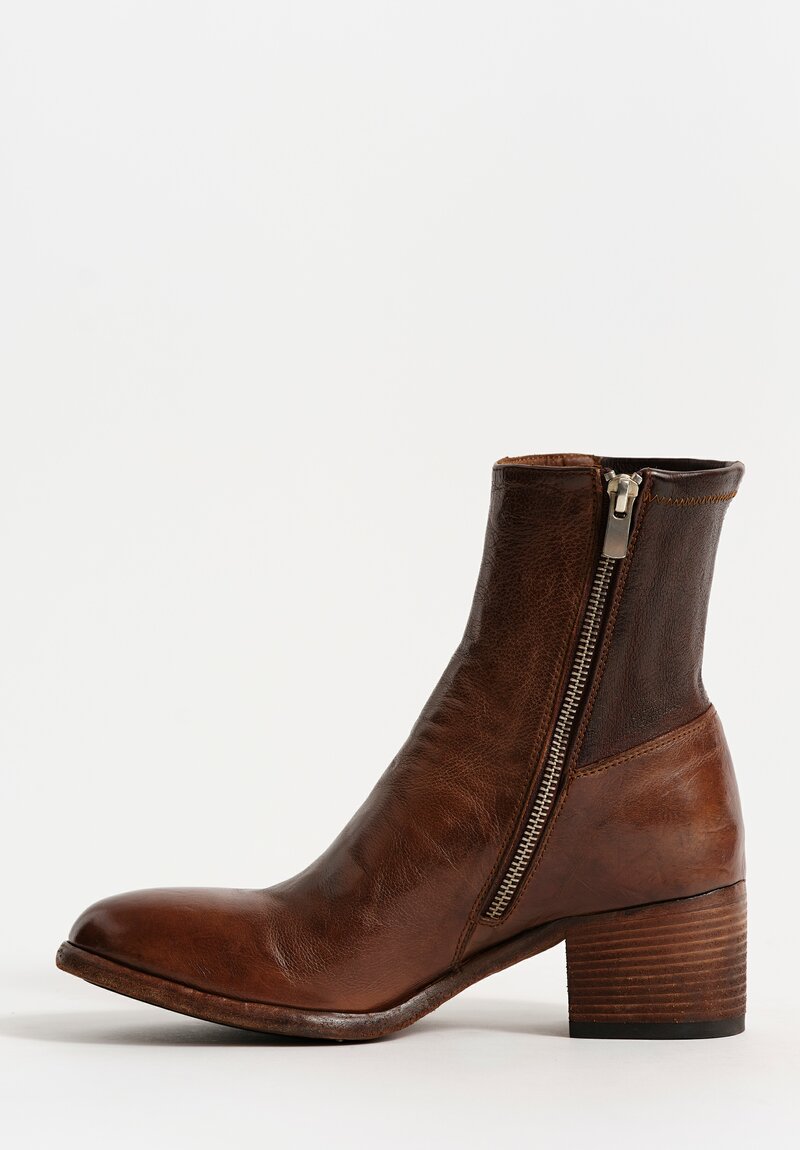 Officine Creative Leather Denner Zip-Up Ankle Boot in Sauvage Brown