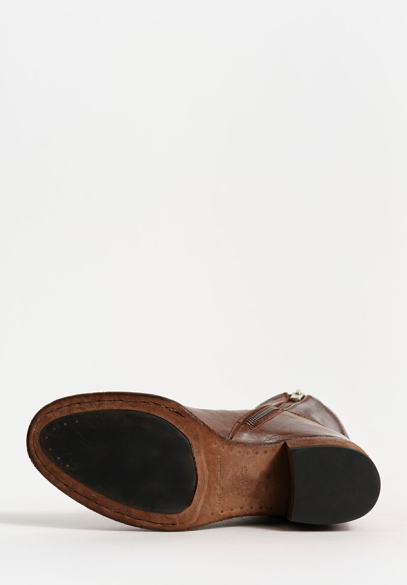 Officine Creative Leather Denner Zip-Up Ankle Boot in Sauvage Brown