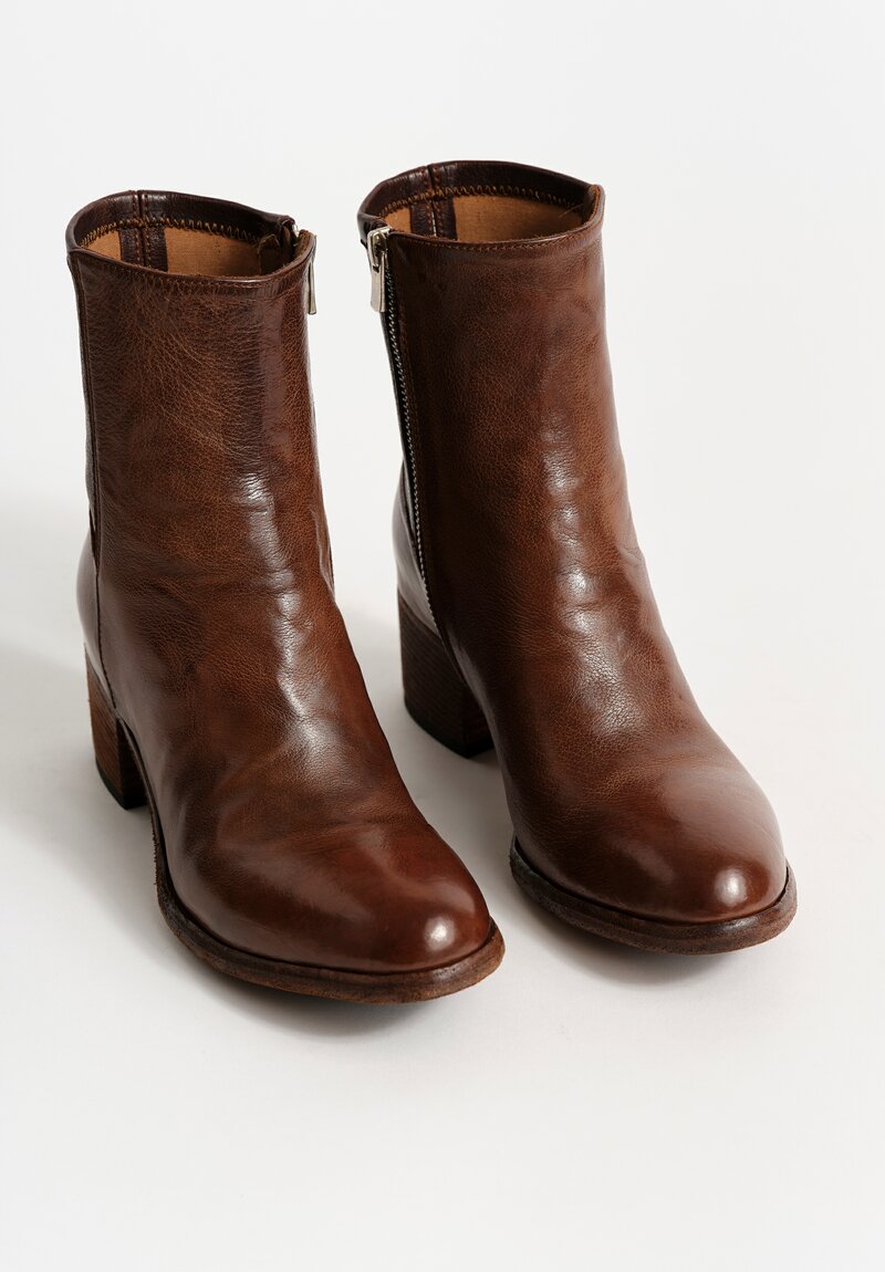 Officine Creative Leather Denner Zip-Up Ankle Boot in Sauvage Brown