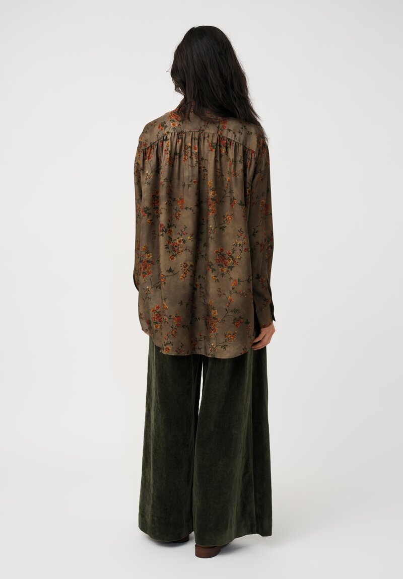 Uma Wang Cotton & Linen Velvet Pleated Pudding Pants in Basil Green