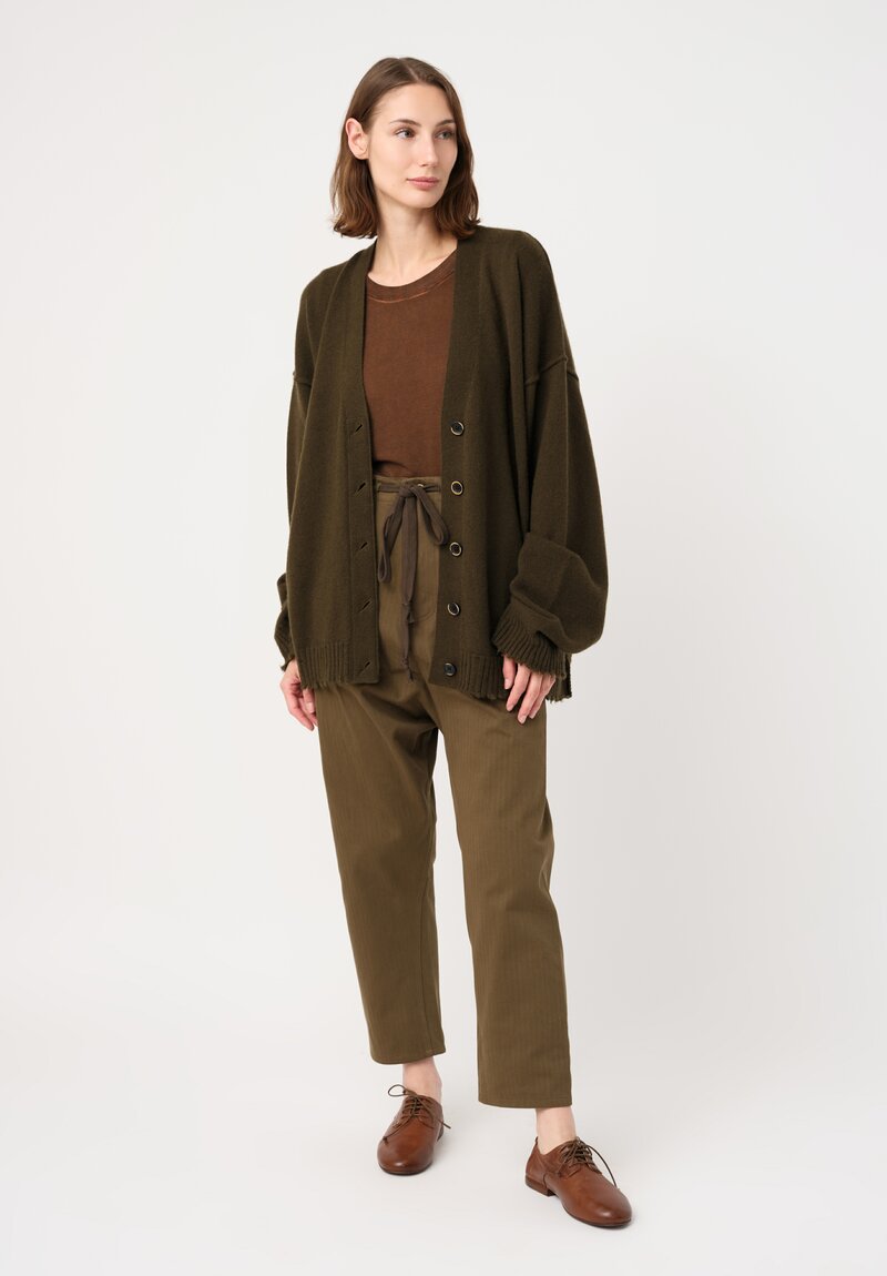 Uma Wang Cotton Twill Perch Pants in Army Olive Green