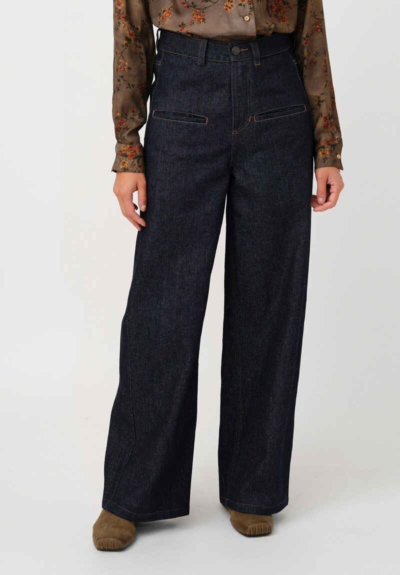 Uma Wang Cotton Denim Ball Pants in Dark Indigo Blue