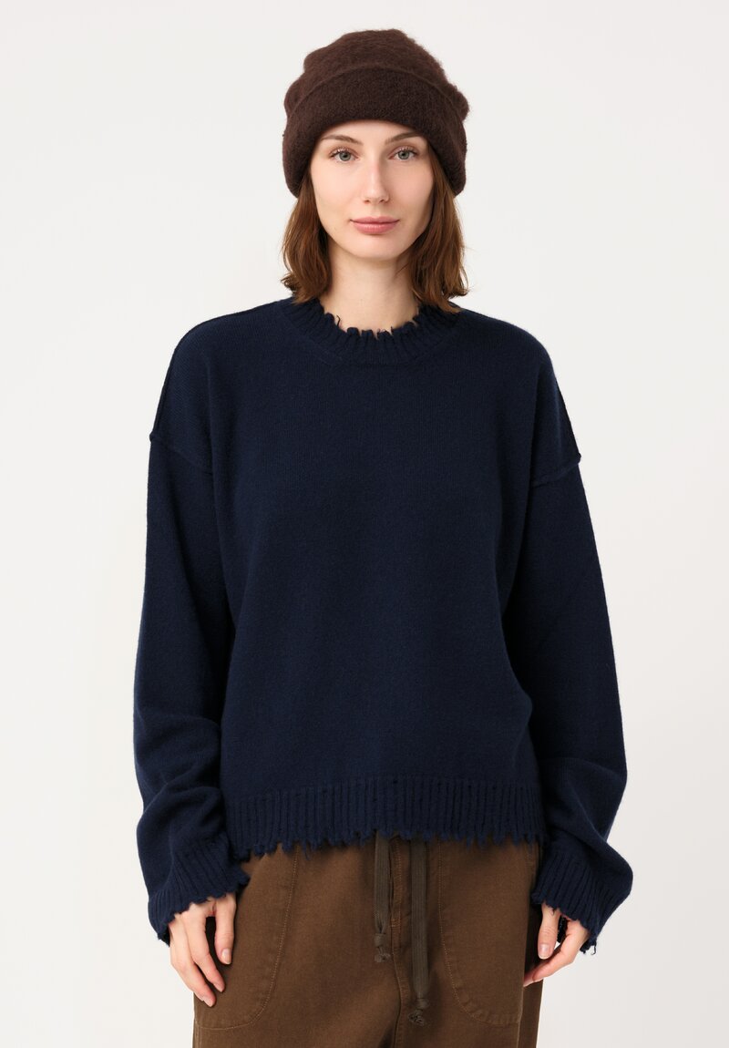 Uma Wang Brushed Alpaca Knit Beanie in Syrup Brown