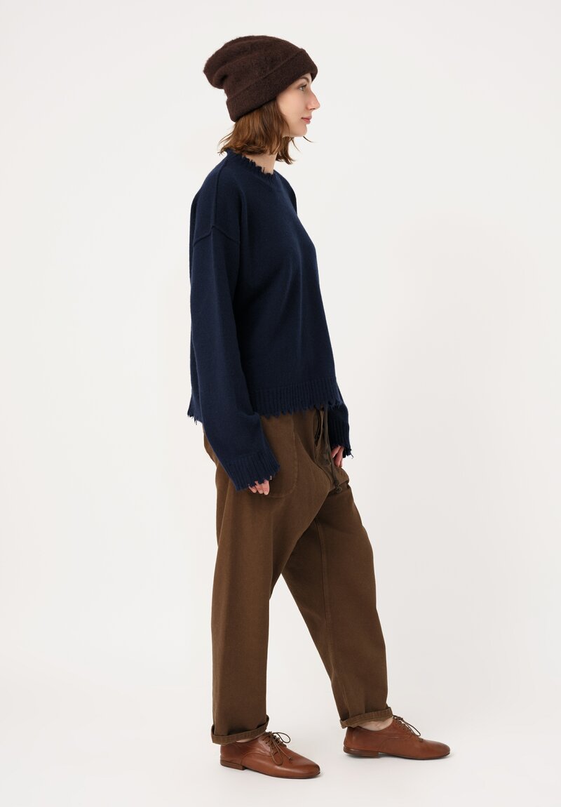 Uma Wang Brushed Alpaca Knit Beanie in Syrup Brown