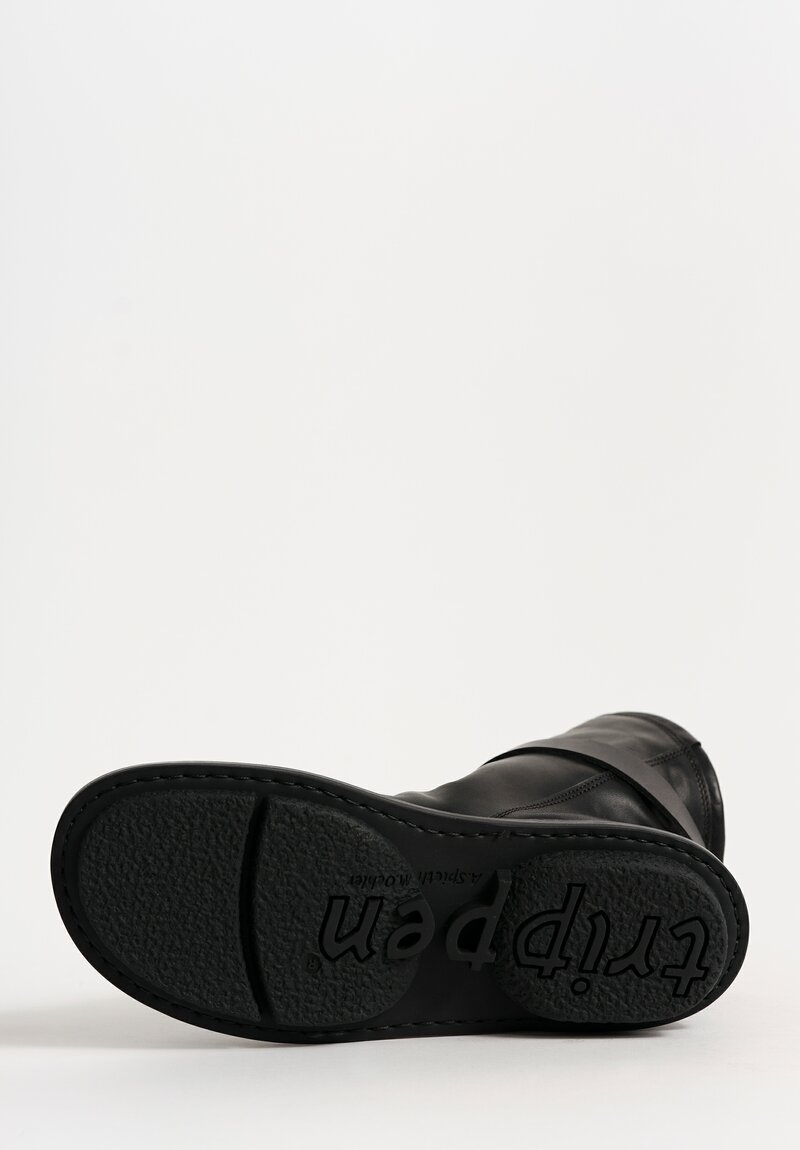 Trippen Wax-Finish Bomb Bootie in Black	