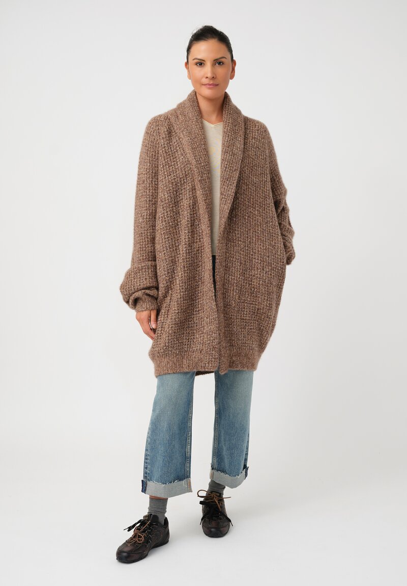 Frenckenberger Cashmere Silk Grandpa Waffle Knit Cardigan