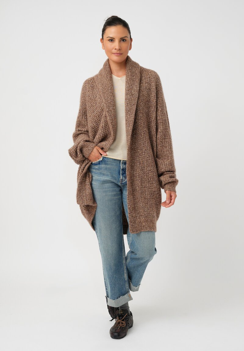 Frenckenberger Cashmere Silk Grandpa Waffle Knit Cardigan