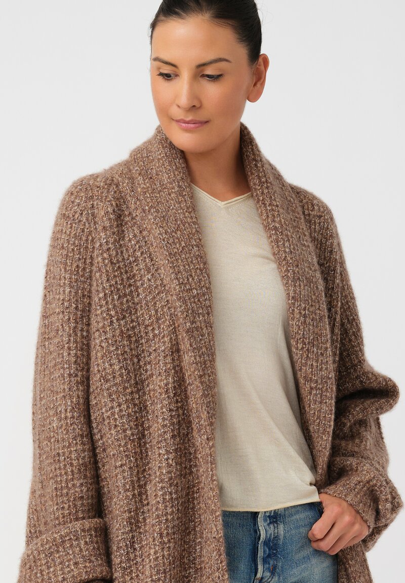 Frenckenberger Cashmere Silk Grandpa Waffle Knit Cardigan