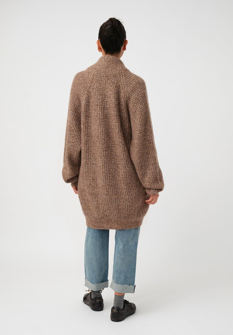 Frenckenberger Cashmere Silk Grandpa Waffle Knit Cardigan