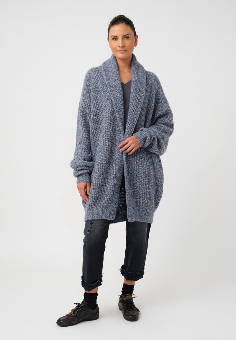 Frenckenberger Cashmere Silk Grandpa Waffle Knit Cardigan