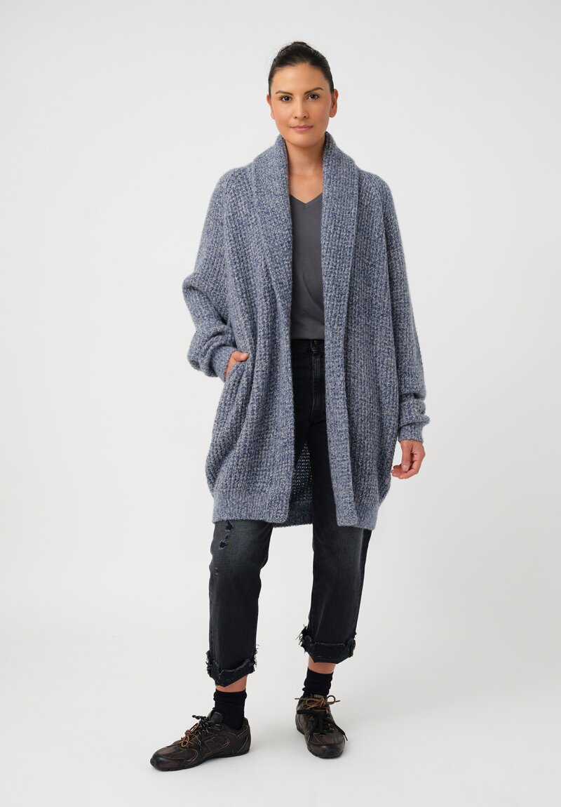 Frenckenberger Cashmere Silk Grandpa Waffle Knit Cardigan