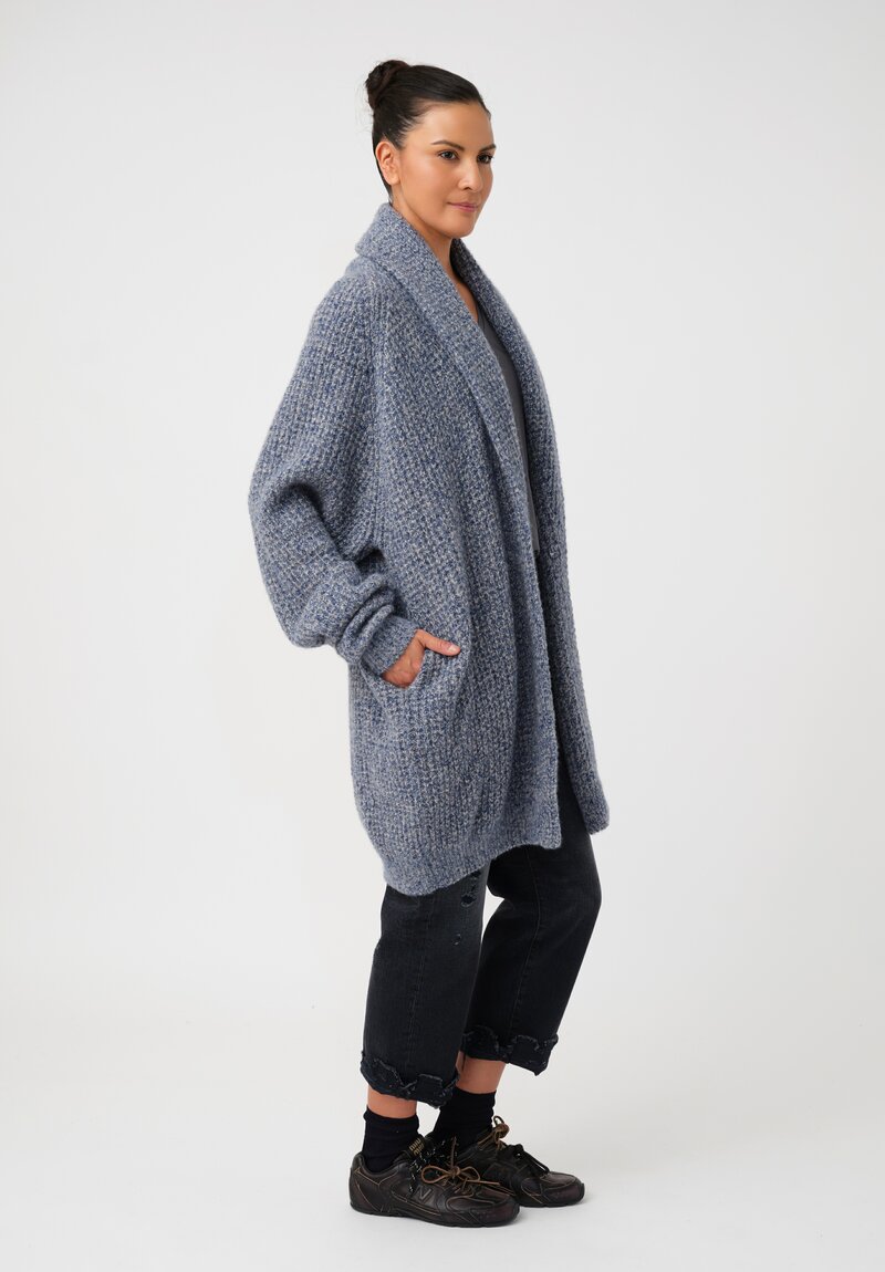 Frenckenberger Cashmere Silk Grandpa Waffle Knit Cardigan