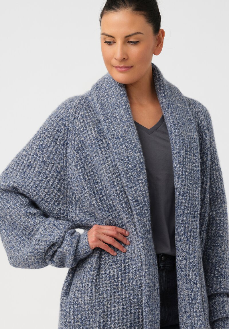 Frenckenberger Cashmere Silk Grandpa Waffle Knit Cardigan