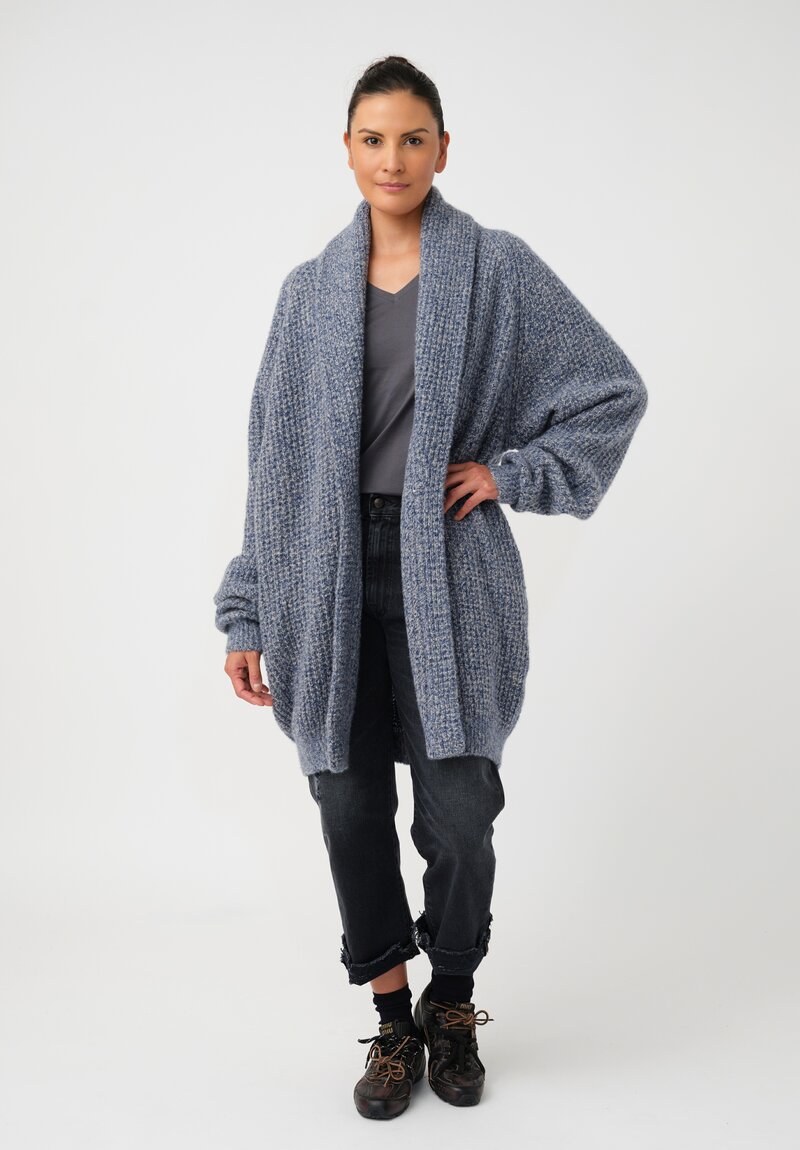 Frenckenberger Cashmere Silk Grandpa Waffle Knit Cardigan