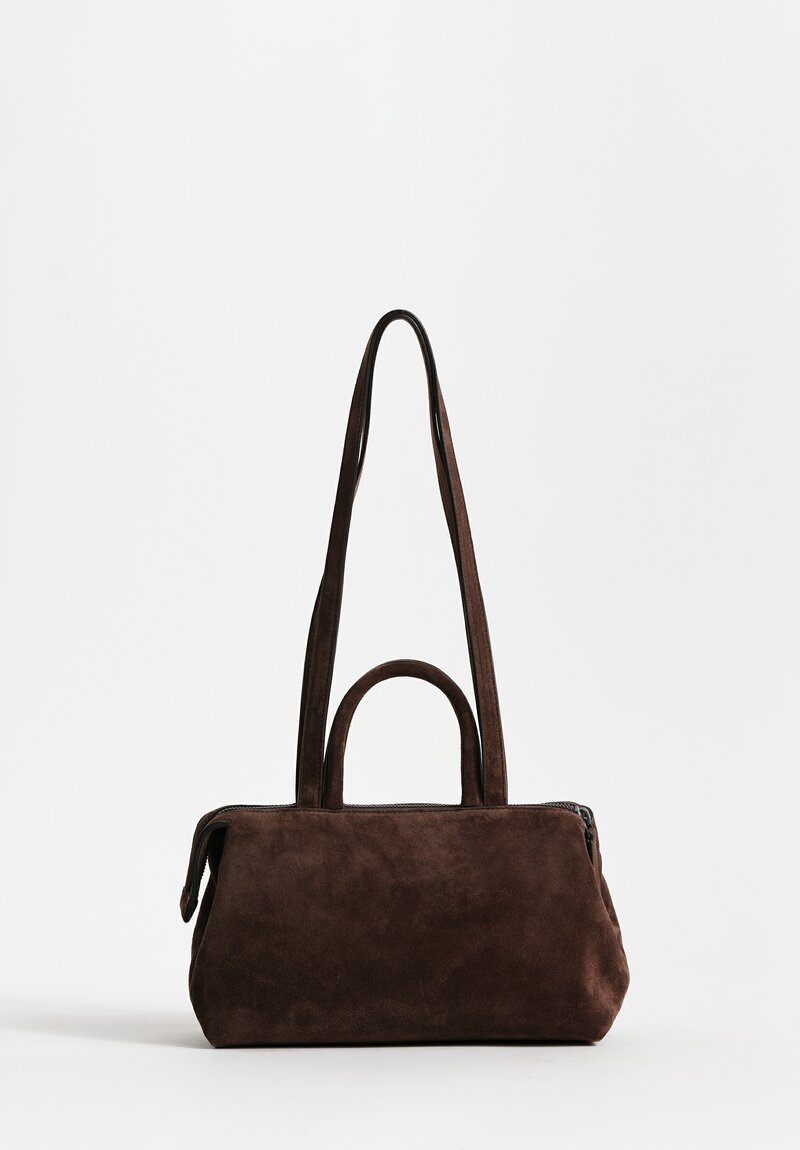 Marsèll Calf Suede Mini Orizzonte Shoulder Bag in Moro Brown	