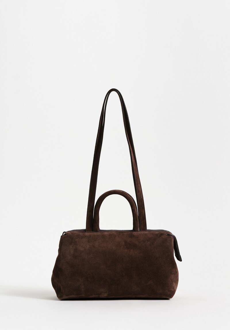 Marsèll Calf Suede Mini Orizzonte Shoulder Bag in Moro Brown	