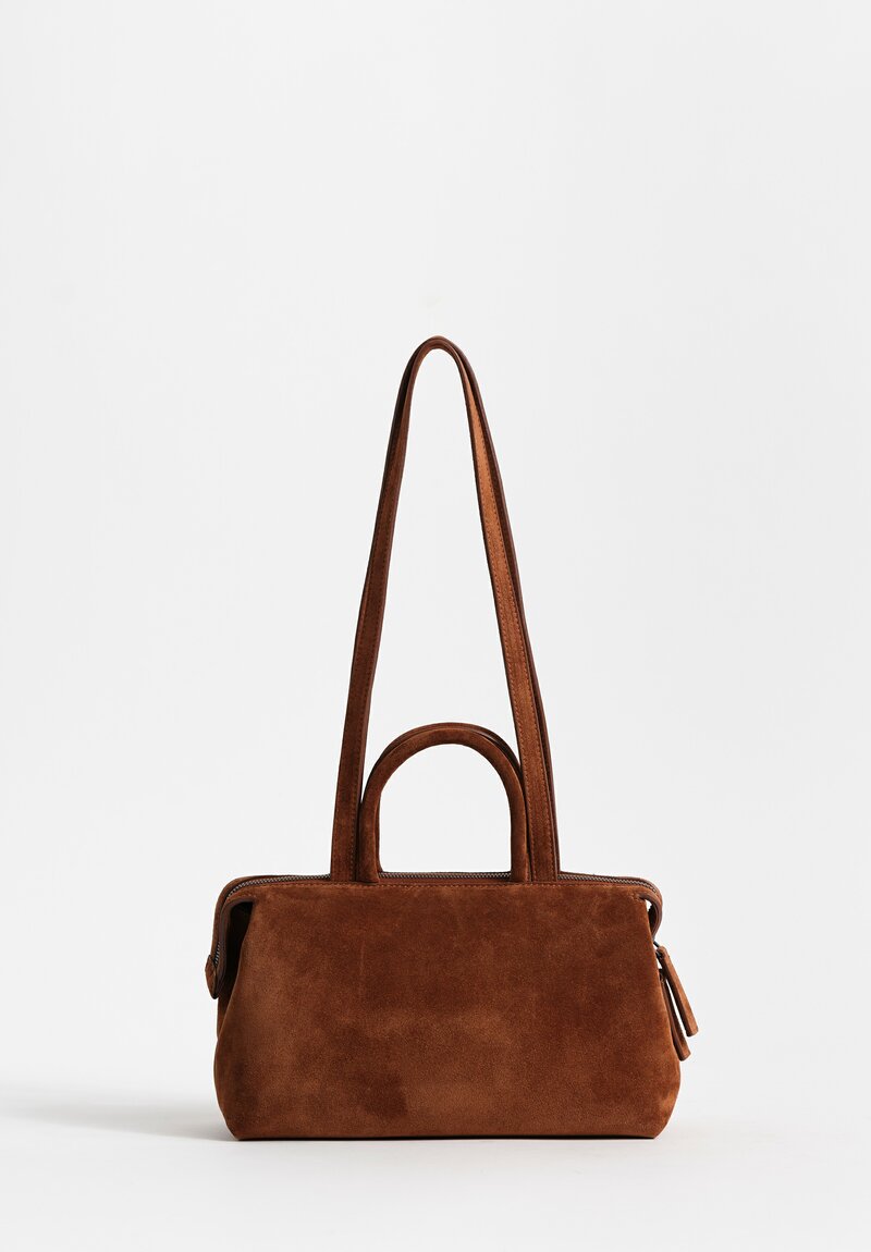 Marsèll Calf Suede Mini Orizzonte Shoulder Bag in Basalto Brown