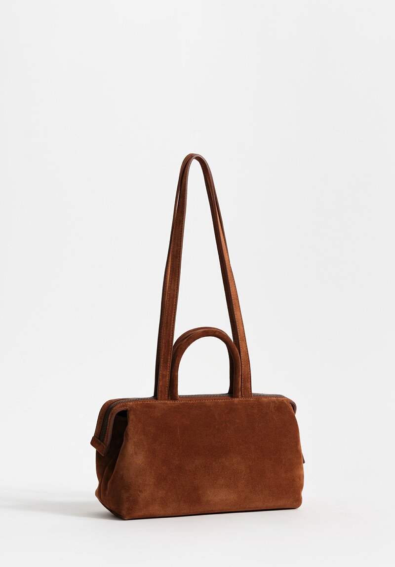 Marsèll Calf Suede Mini Orizzonte Shoulder Bag in Basalto Brown