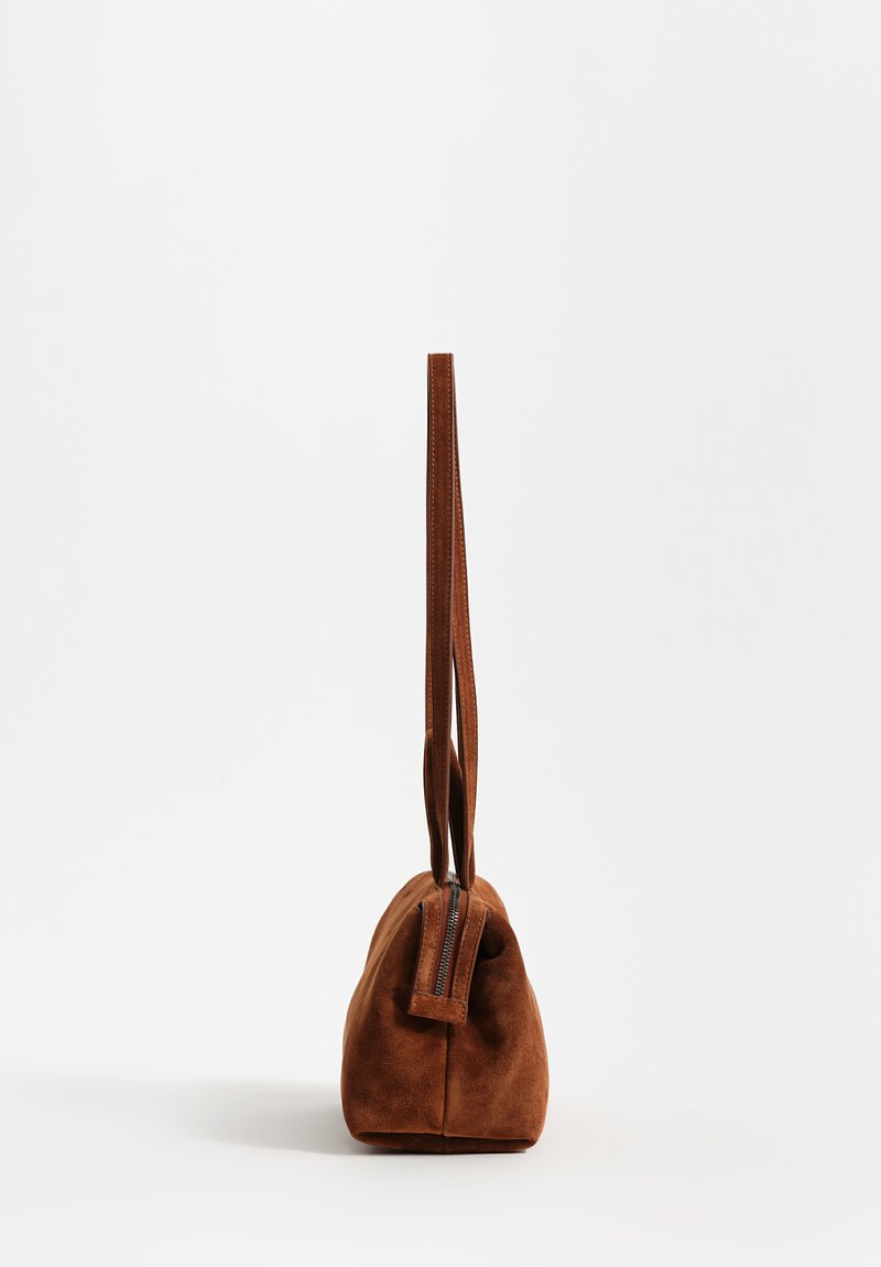 Marsèll Calf Suede Mini Orizzonte Shoulder Bag in Basalto Brown