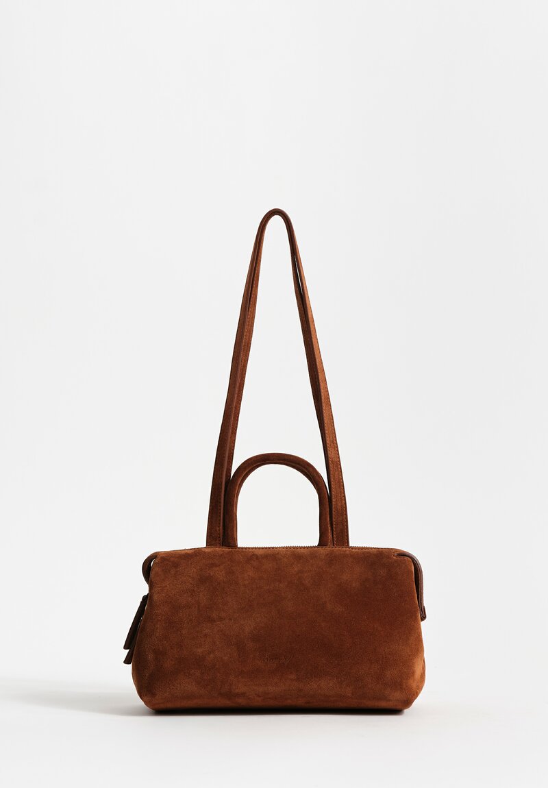 Marsèll Calf Suede Mini Orizzonte Shoulder Bag in Basalto Brown