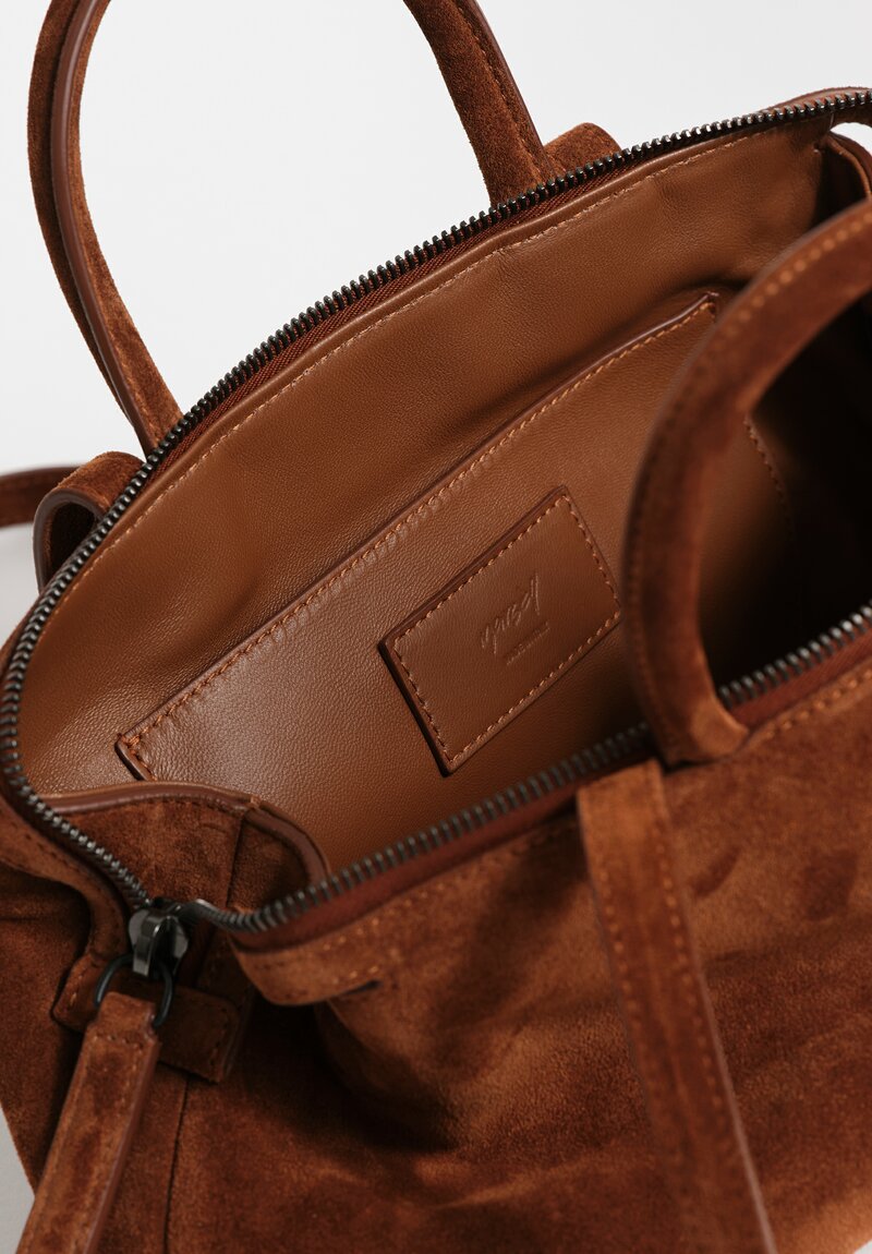Marsèll Calf Suede Mini Orizzonte Shoulder Bag in Basalto Brown