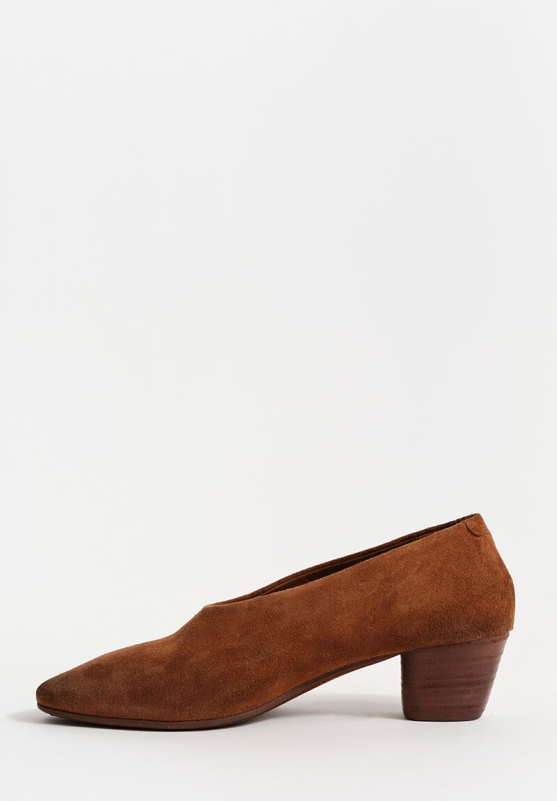 Marsèll Calf Leather Coltello Inverno Slip-On Heels in Basalt Brown	