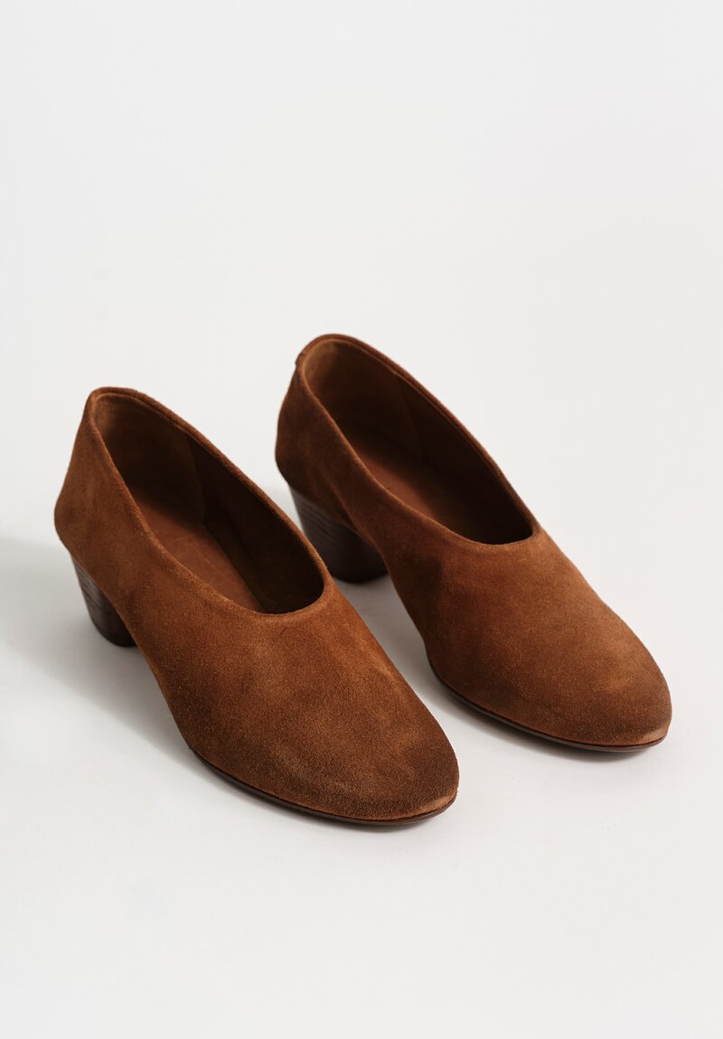 Marsèll Calf Leather Coltello Inverno Slip-On Heels in Basalt Brown	