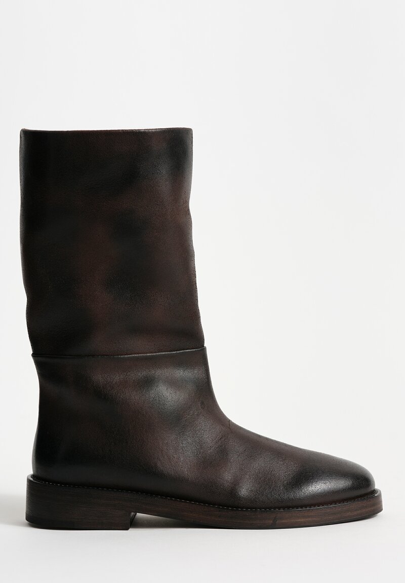 Marsèll Polished Calf Leather Tubetto Riding Boots in Moro Brown	
