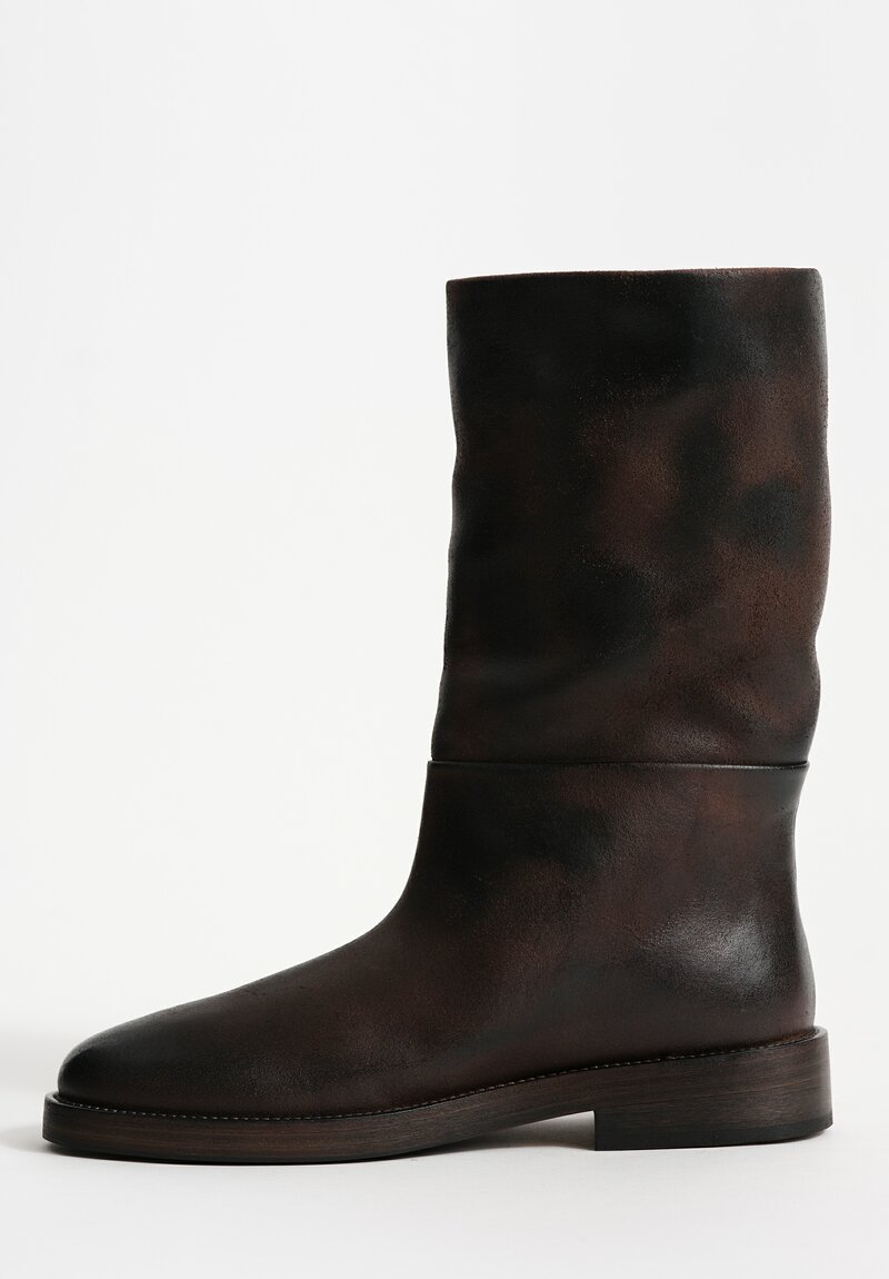 Marsèll Polished Calf Leather Tubetto Riding Boots in Moro Brown	