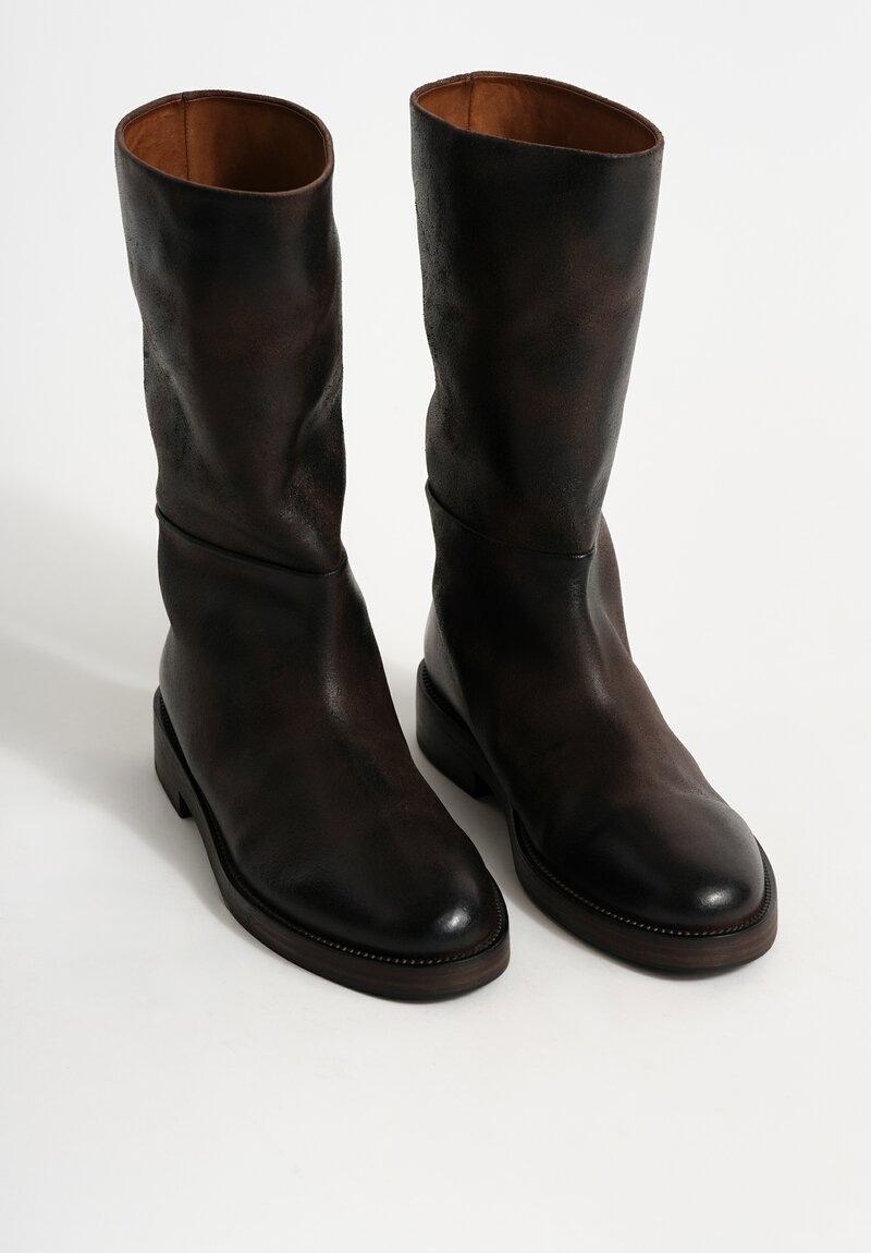Marsèll Polished Calf Leather Tubetto Riding Boots in Moro Brown	