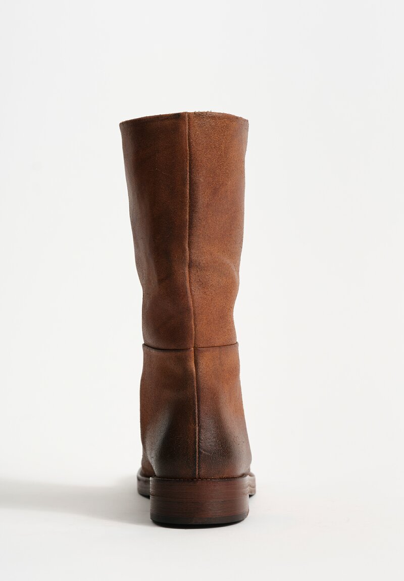 Marsèll Polished Calf Leather Tubetto Riding Boots in Basalt Brown