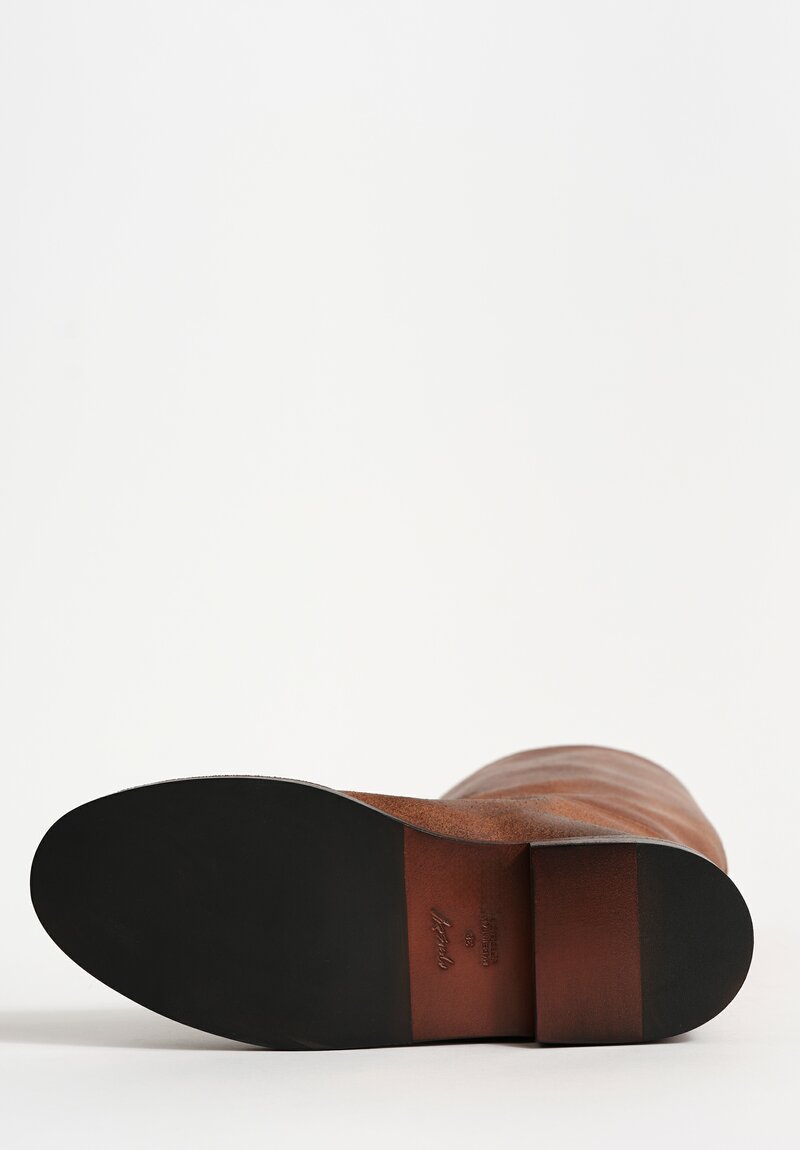 Marsèll Polished Calf Leather Tubetto Riding Boots in Basalt Brown