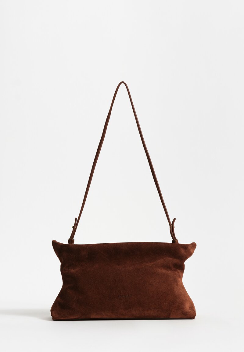 Marsèll Calf Suede Dipi Hourglass Bag in Chocolate Brown
