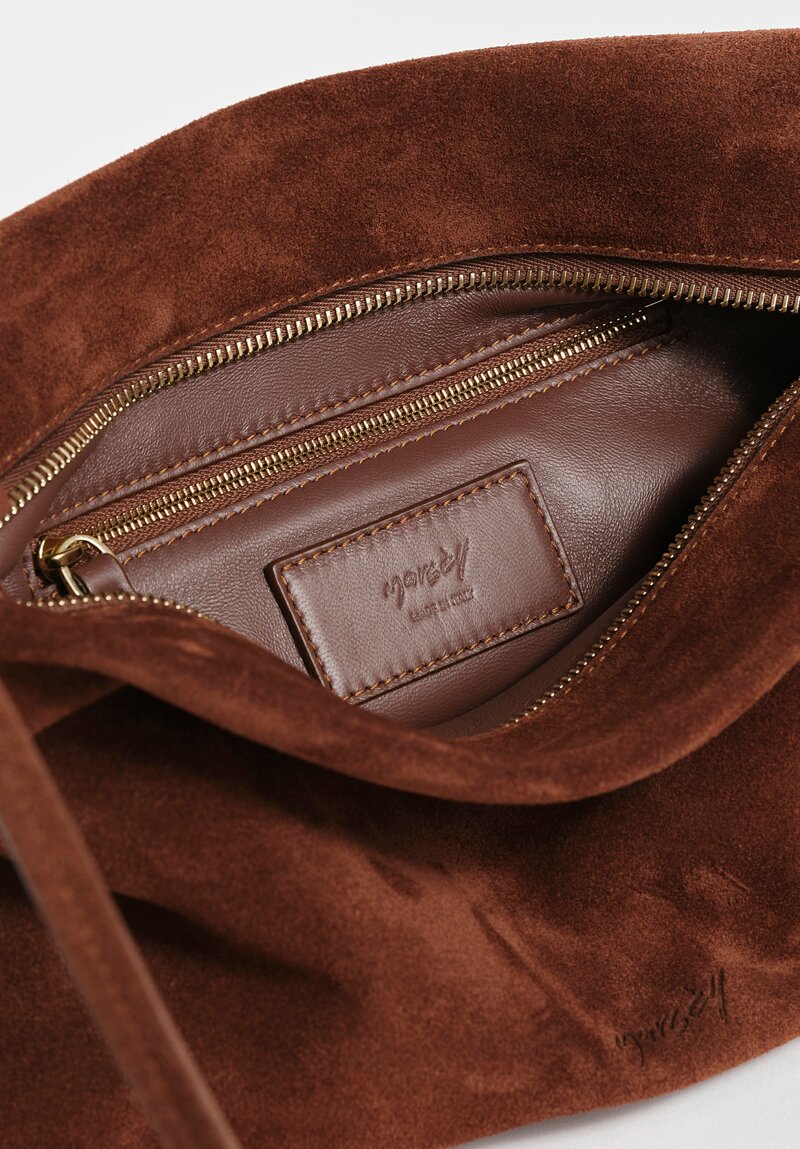 Marsèll Calf Suede Dipi Hourglass Bag in Chocolate Brown