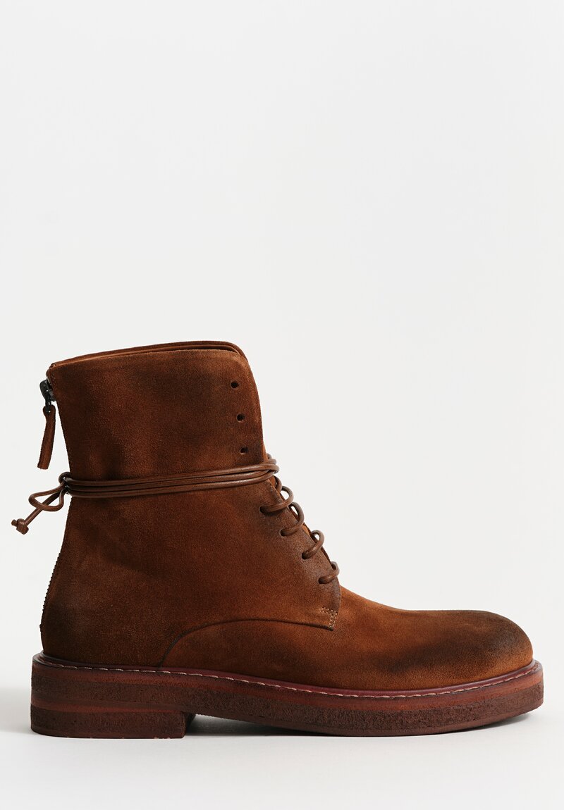 Marsèll Calf Suede Parrucca Lace-Up Ankle Boots in Basalt Brown