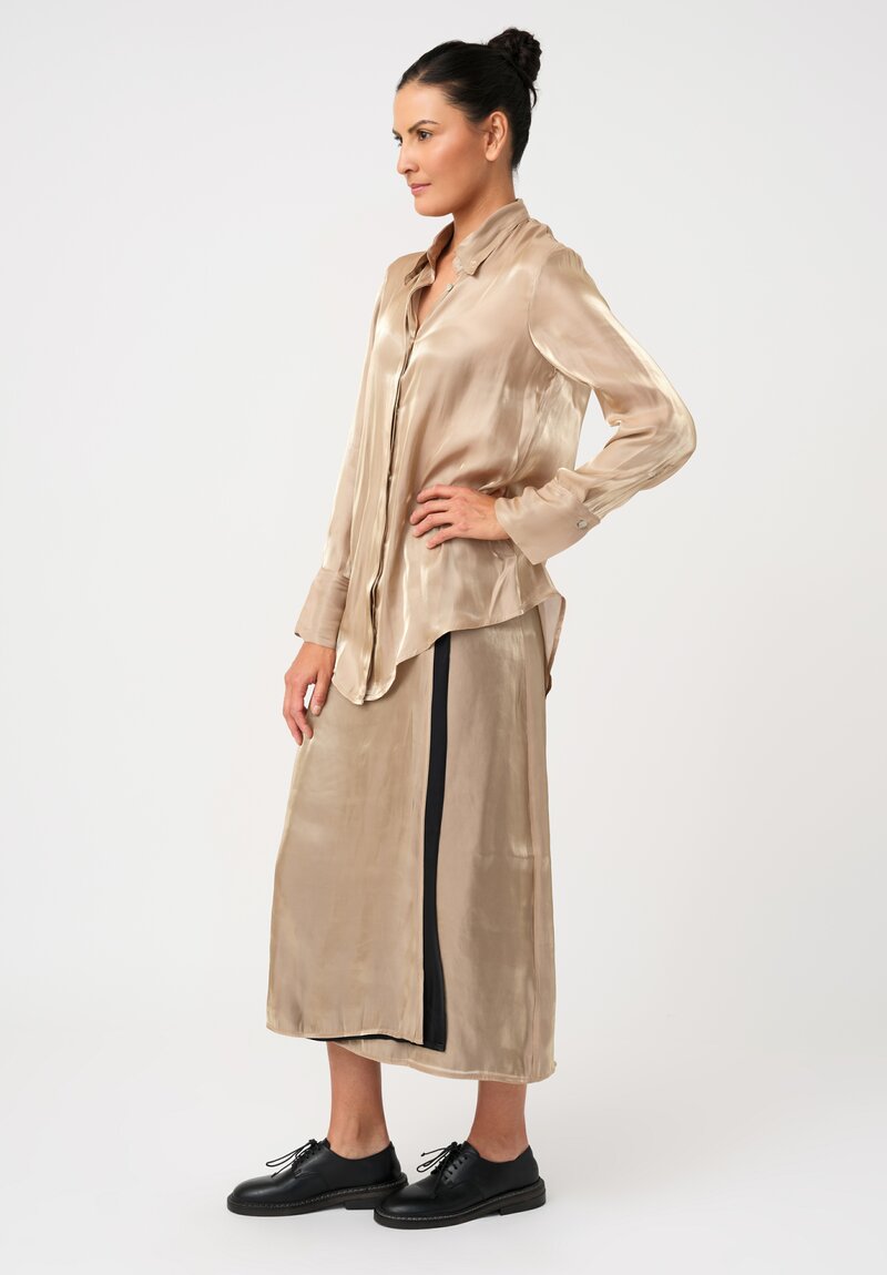 Song For The Mute Iridescent Wrap Skirt in Champagne Gold