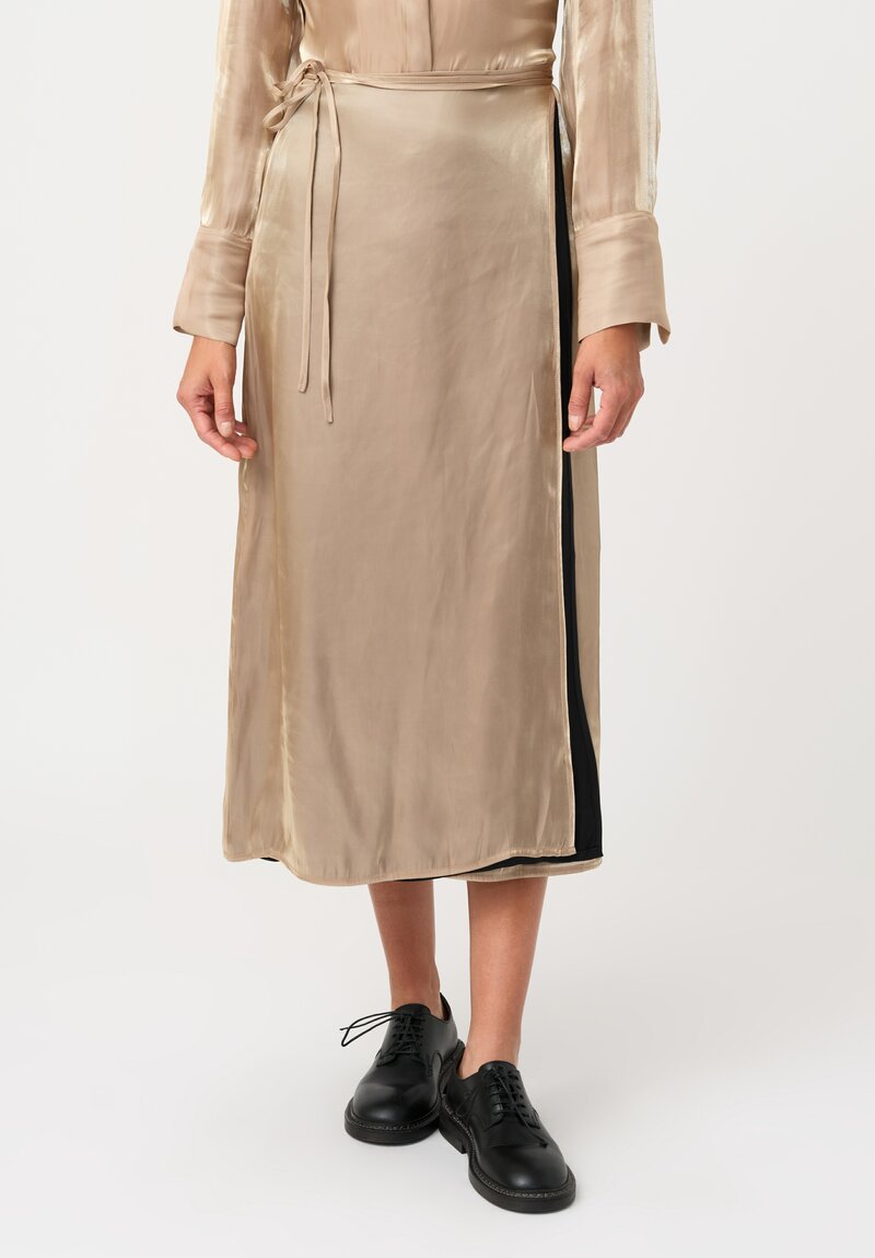 Song For The Mute Iridescent Wrap Skirt in Champagne Gold